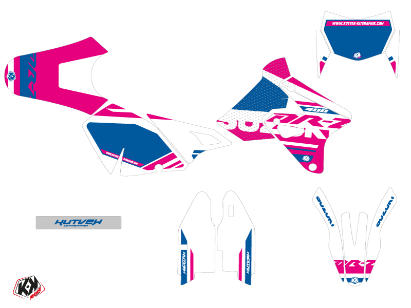 Kit Décoration Moto Cross Grade Suzuki DRZ 400 SM Rose Bleu - vue 2