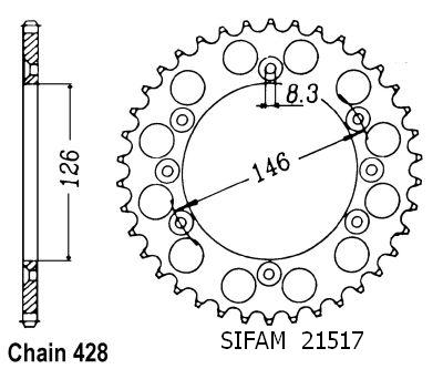 Couronne Ts 125 R 1989-1996 25049CZ50 IDEM - 428 - 50 Dents - Similaire JTR805
