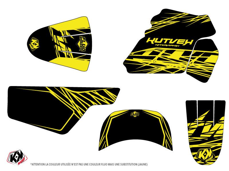 Kit plastiques décoration motocross Eraser Fluo Yamaha PW 50 jaune KUTVEK - vue 2