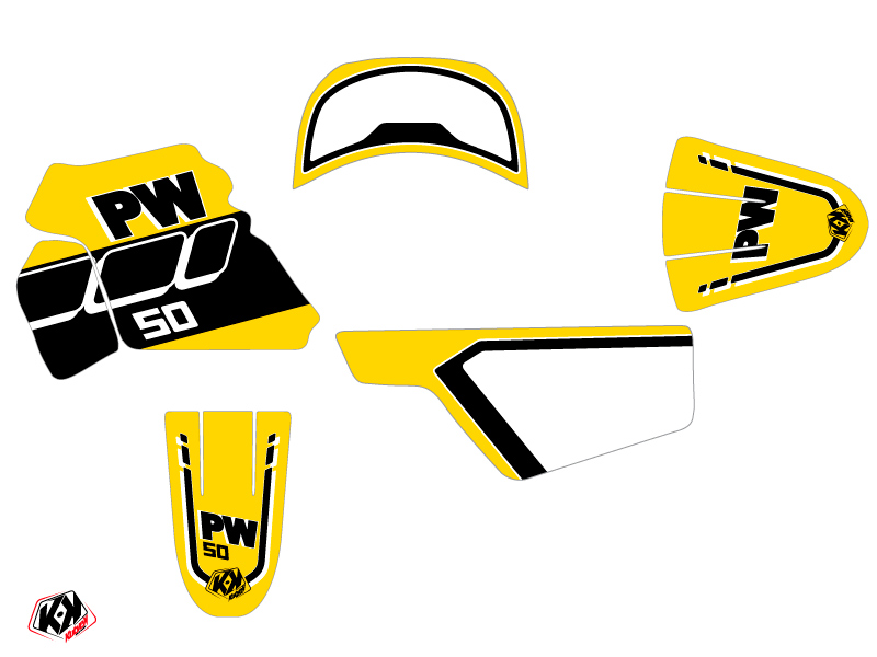 Kit déco moto-cross vintage Yamaha PW 50 jaune KUTVEK - vue 2