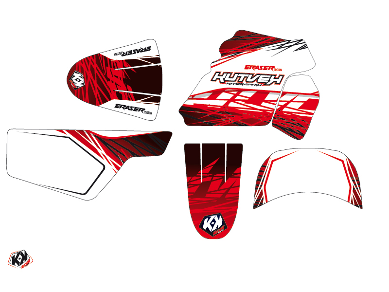 Kit de décoration Moto cross Eraser Yamaha PW 50 Rouge Blanc KUTVEK - vue 2