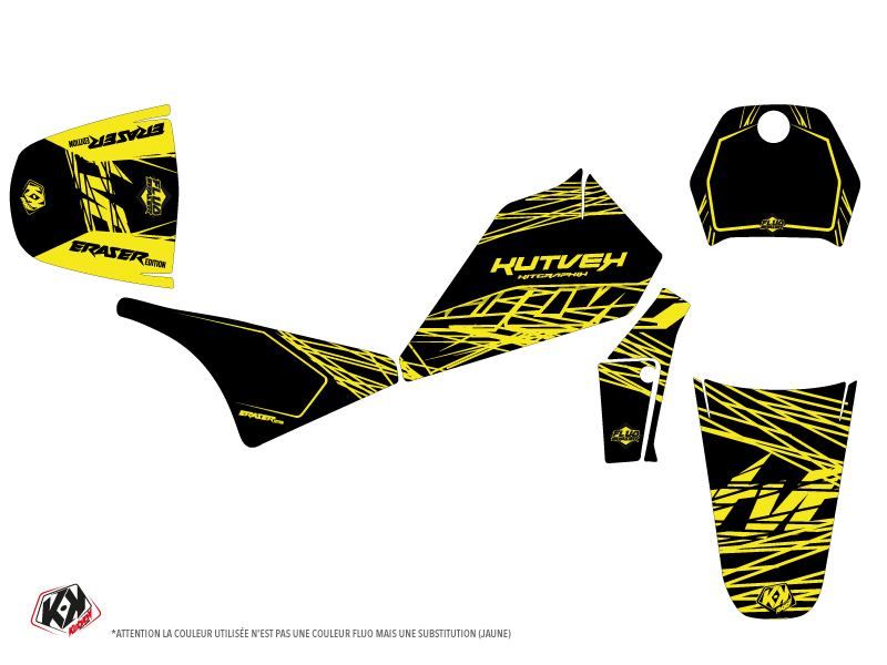 Kit Déco Moto Cross Eraser Fluo Yamaha PW 80 Jaune KUTVEK - vue 2