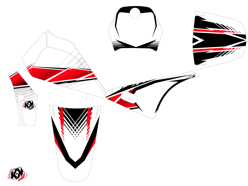 Kit Décoration Moto Cross Stripe Yamaha PW 80 Rouge KUTVEK - vue 2