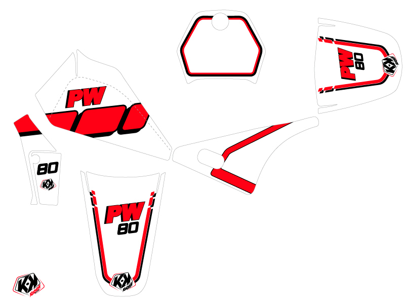 Kit décoration motocross vintage Yamaha PW 80 rouge KUTVEK - vue 2