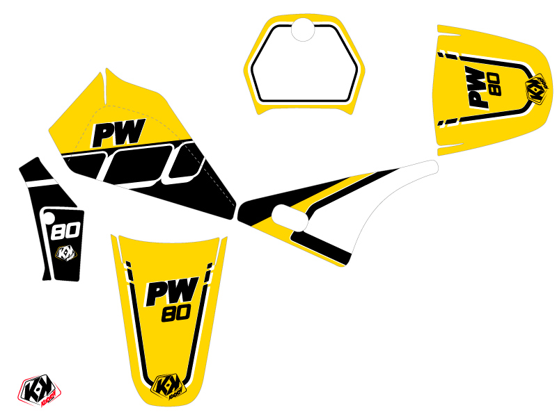 Kit Décoration Moto Cross Vintage Yamaha PW 80 Jaune KUTVEK - vue 2