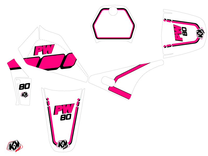 Kit de décoration moto-cross vintage Yamaha PW 80 rose KUTVEK - vue 2