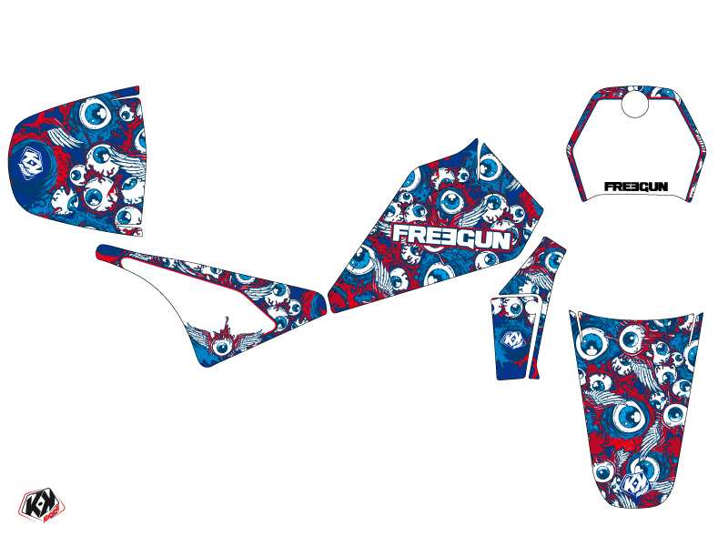 Kit de décoration Freegun Eyed Kutvek Yamaha PW 80 Rouge - vue 2
