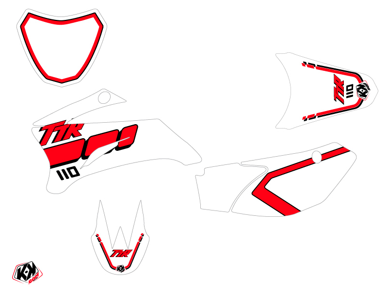 Kit décoration moto cross vintage Yamaha TTR 110 rouge KUTVEK - vue 2