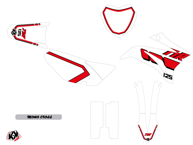 Kit décoration moto cross vintage Yamaha TTR 125 rouge KUTVEK - vue 2