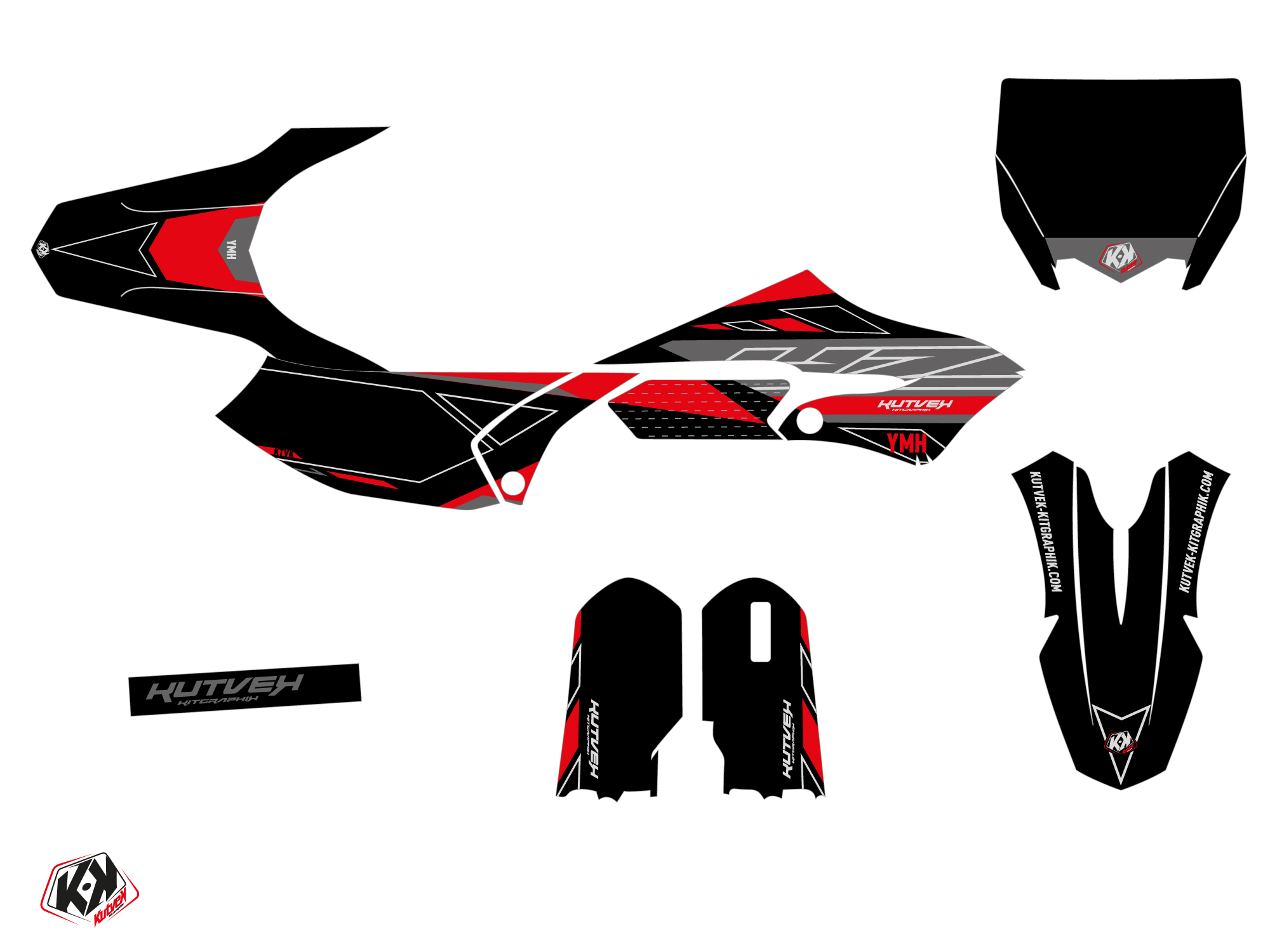 Kit Décoration Moto Cross Outline Yamaha 65 YZ Rouge KUTVEK - vue 2