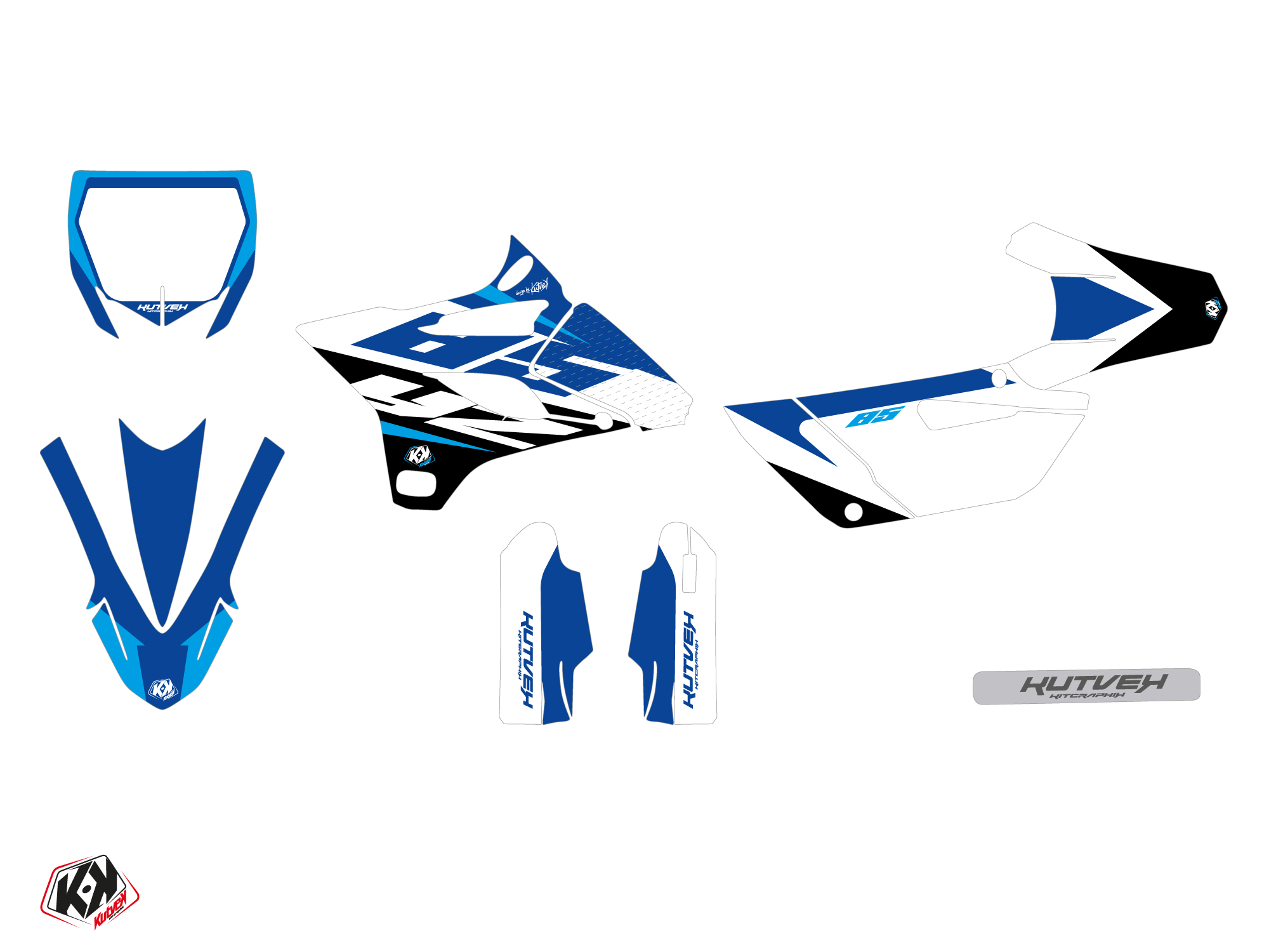 Kit Décoration Moto Cross Skew Yamaha 85 YZ Bleu KUTVEK - vue 2