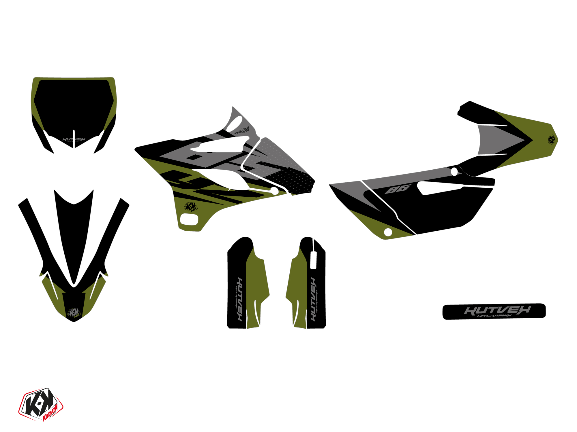 Kit Déco Moto Cross Skew Yamaha 85 YZ Kaki KUTVEK - vue 2