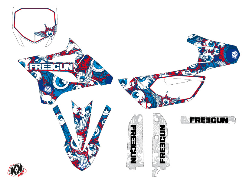 Kit Déco Moto Cross Freegun Eyed Yamaha 85 YZ Rouge KUTVEK - vue 2