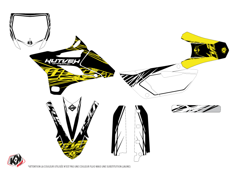 Kit Déco Moto Cross Yamaha 85 YZ Eraser Fluo Jaune KUTVEK - vue 2