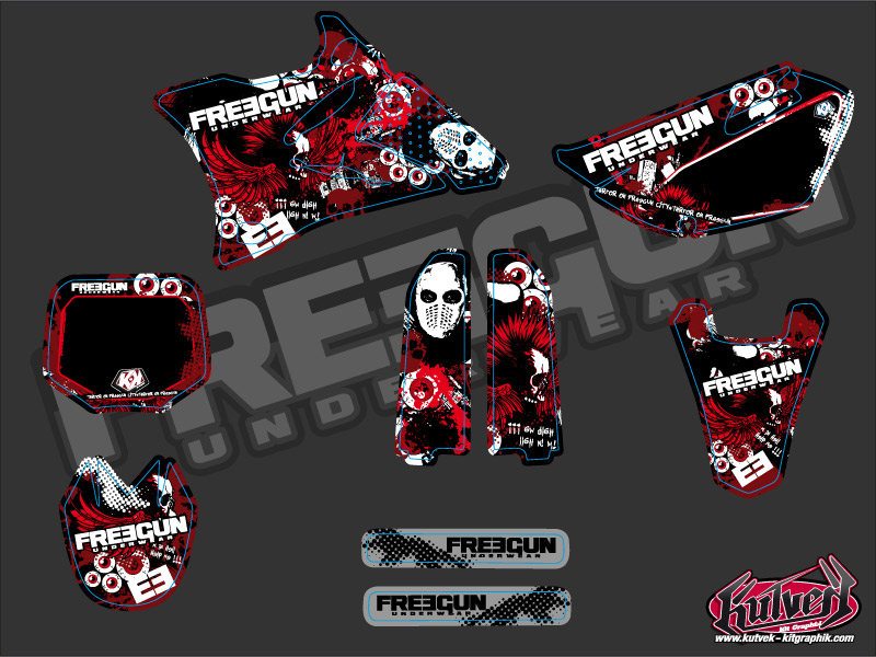 Kit Décalcomanie Moto-Cross Freegun Yamaha 85 YZ Rouge - vue 2