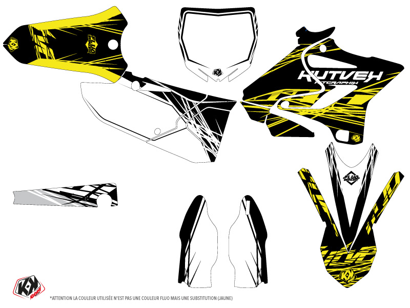 Kit Décoration Moto Cross Eraser Fluo Yamaha 125 YZ Jaune KUTVEK - vue 2