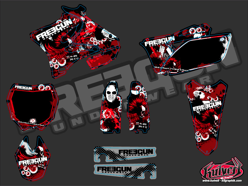Kit décoration moto-cross Freegun Yamaha 125 YZ rouge KUTVEK - vue 2