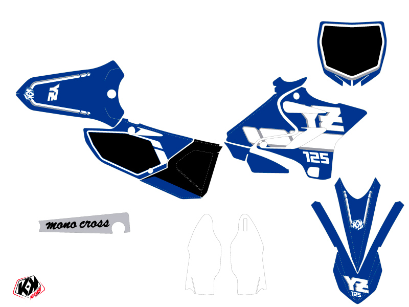 Kit décoration moto cross vintage Yamaha 125 YZ bleu KUTVEK - vue 2