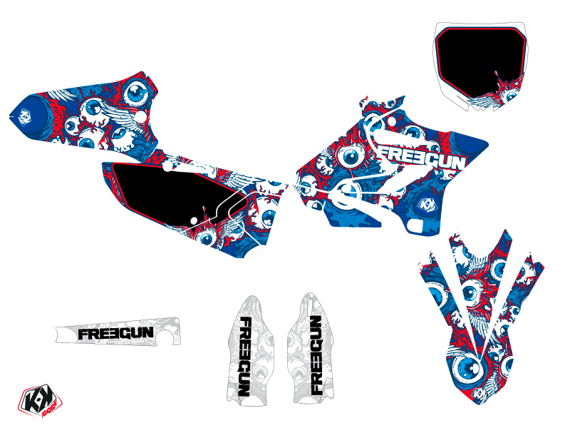 Kit de décoration Freegun Eyed Kutvek pour Yamaha 125 YZ rouge - vue 2