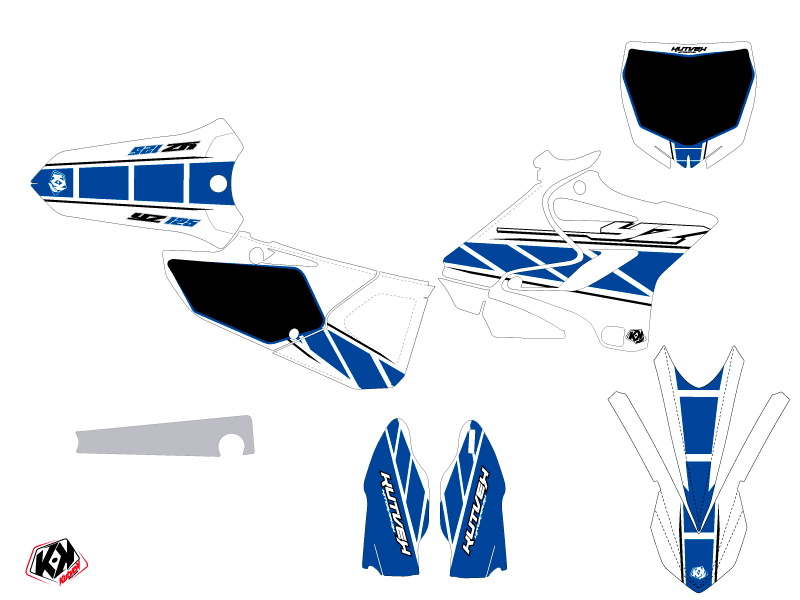 Kit Décoration Moto Cross Replica Yamaha 125 YZ Blanc Bleu KUTVEK - vue 2
