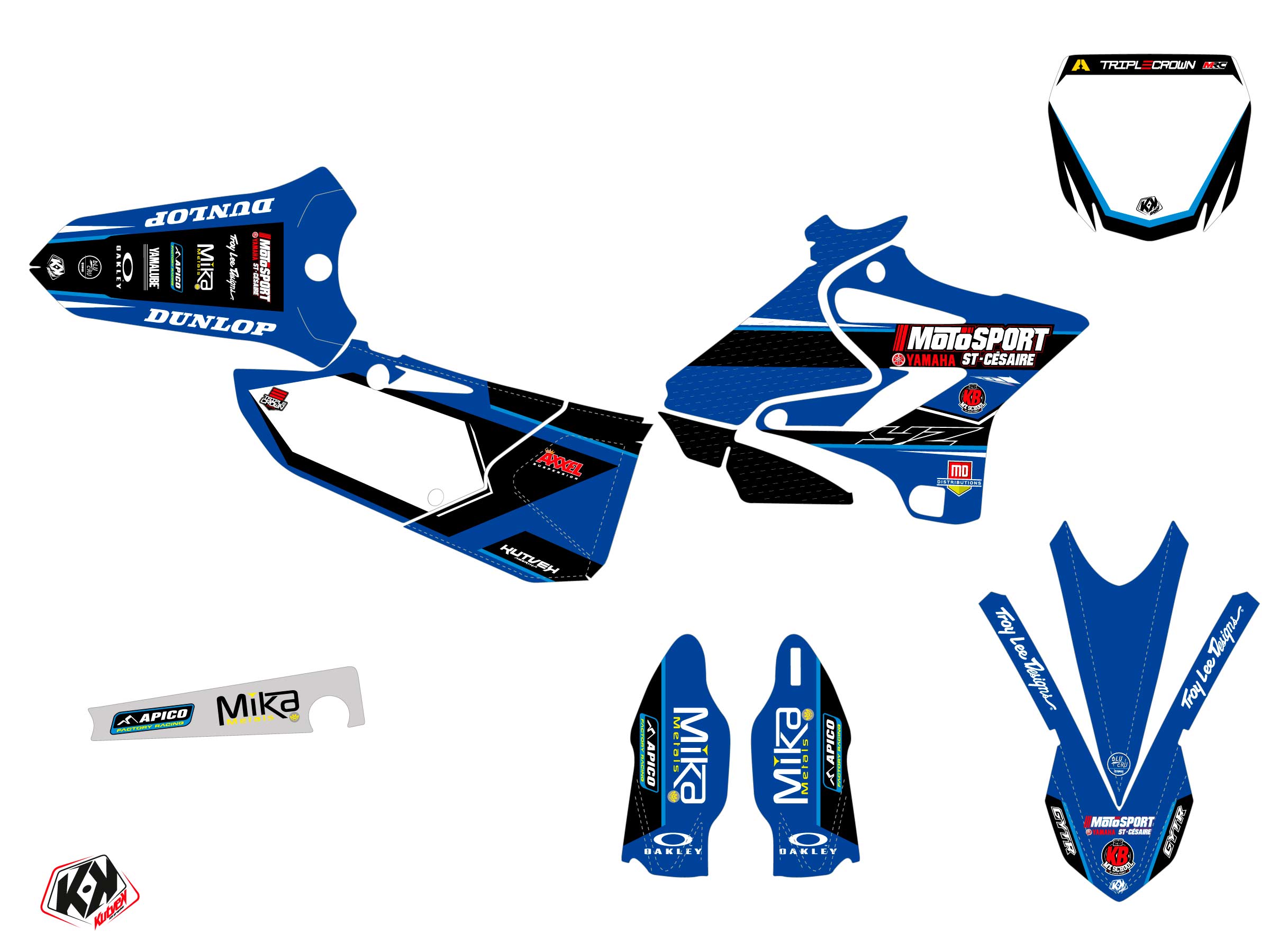 Kit Décoration Moto Cross Réplica Kaven Benoit K21 Yamaha 250 YZ KUTVEK - vue 2