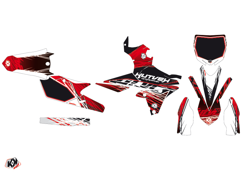 Kit plastiques Kutvek Eraser Yamaha YZF 250 rouge blanc - vue 2