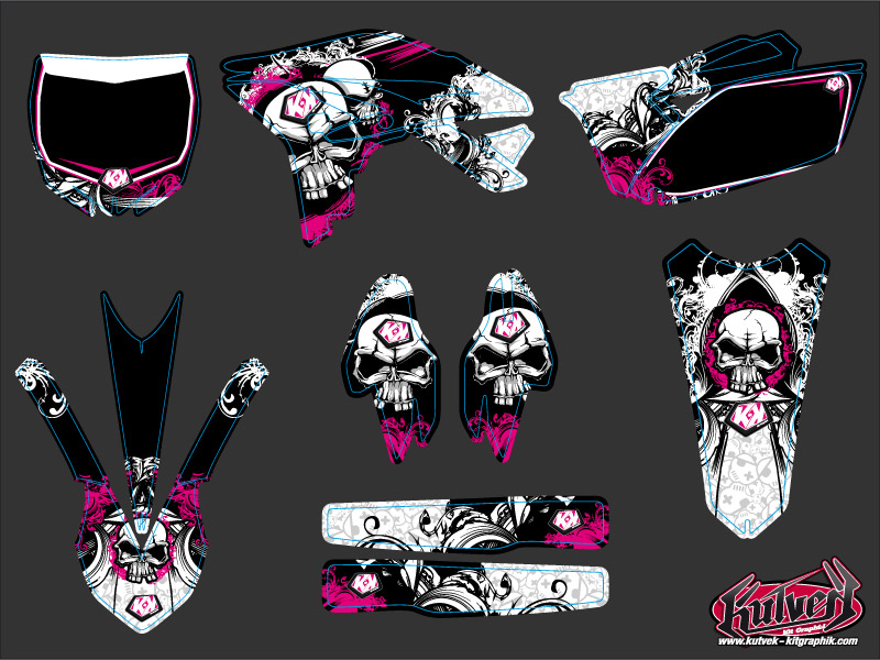 Kit décoration moto cross Trash Yamaha 250 YZF noir rose KUTVEK - vue 2
