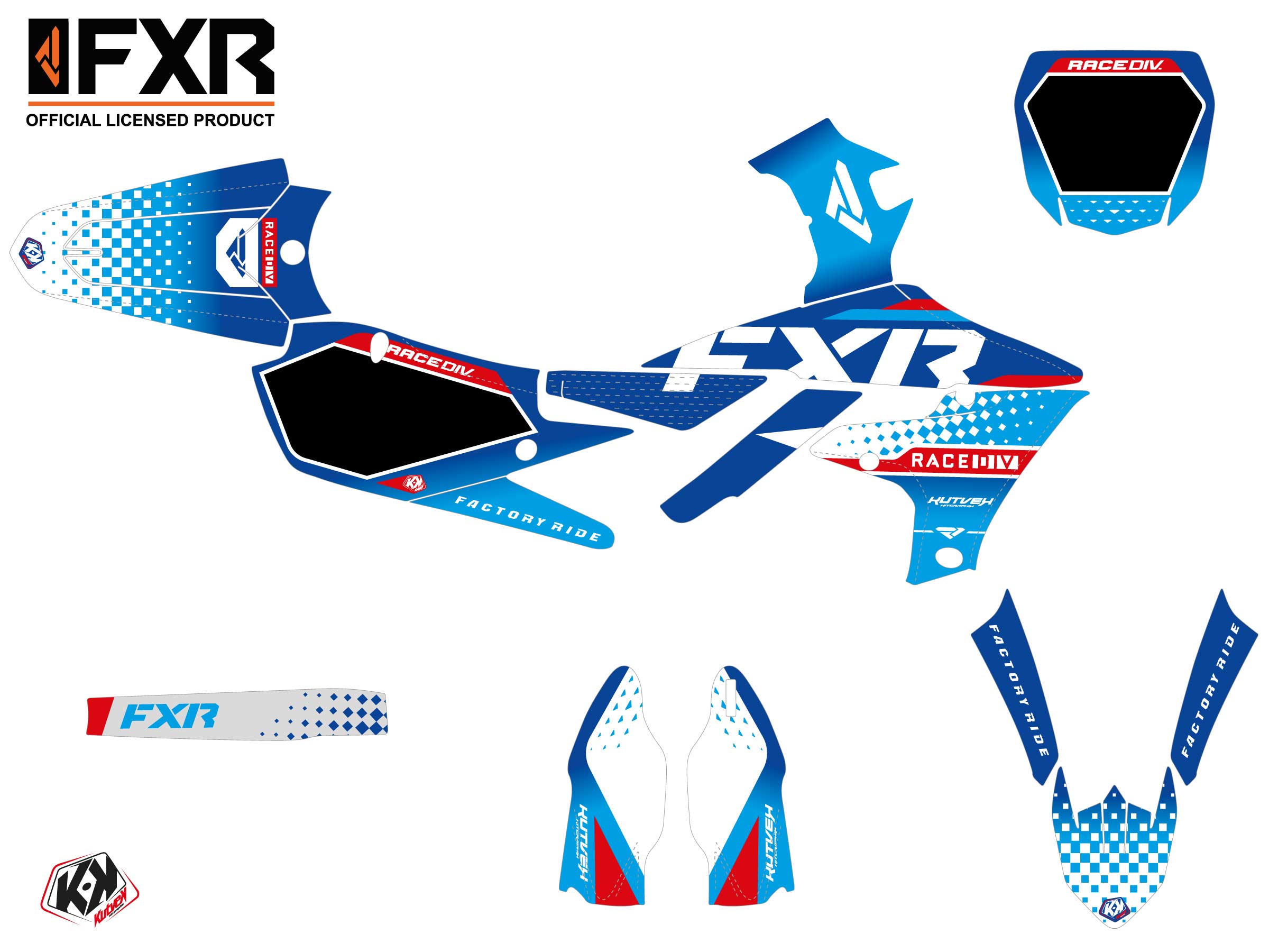 Kit décoration moto cross KUTVEK FXR N3 Yamaha 250 YZF bleu - vue 2
