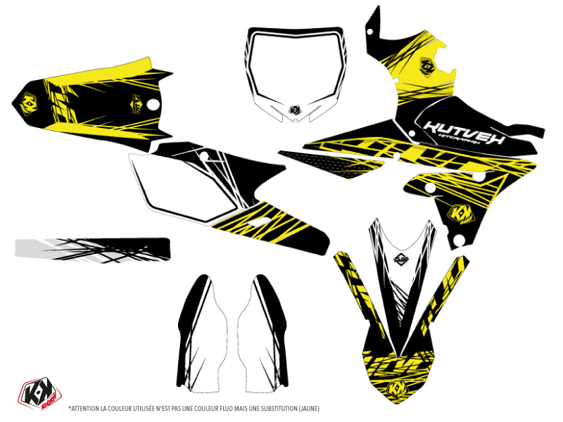 Kit Décoration Moto-Cross Eraser Fluo Yamaha 250 YZF Jaune KUTVEK - vue 2