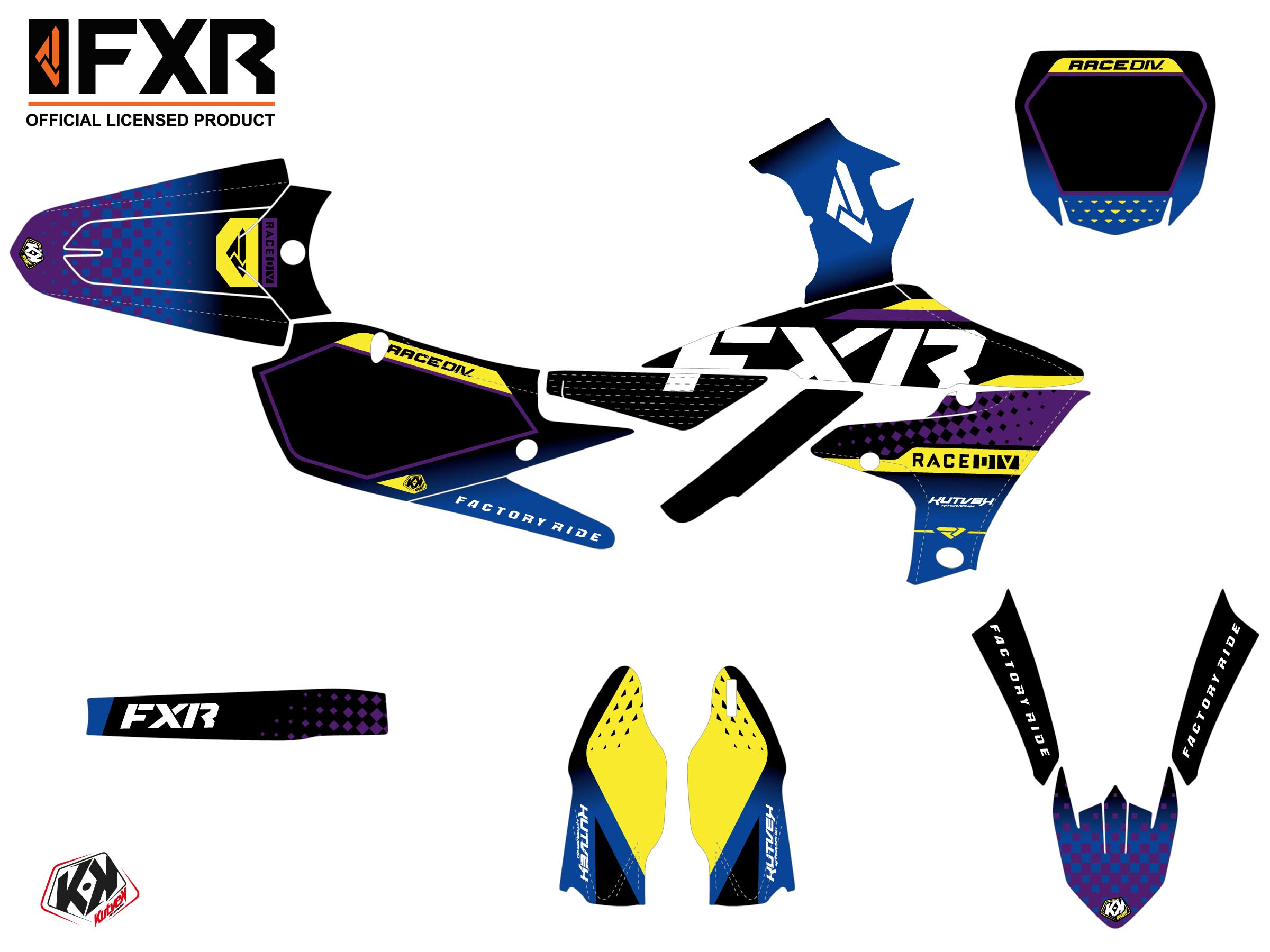Kit décoration moto-cross KUTVEK FXR N3 Yamaha 450 YZF mauve - vue 2