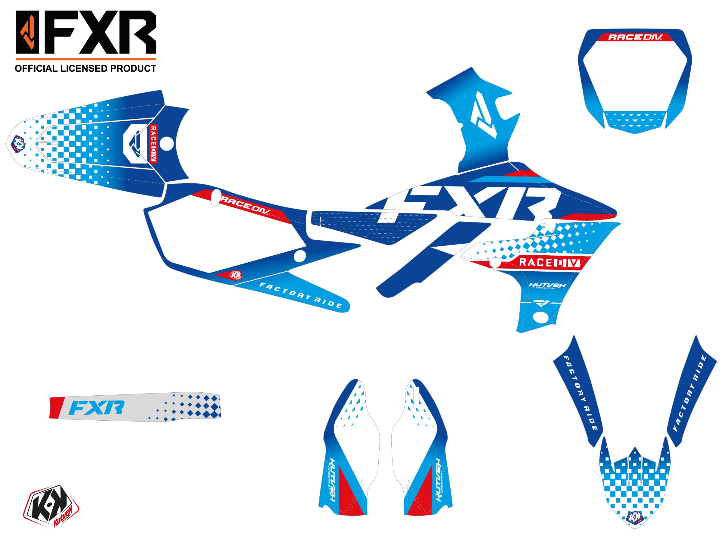 Kit décoration motocross FXR N3 Yamaha 450 YZF bleu KUTVEK - vue 2