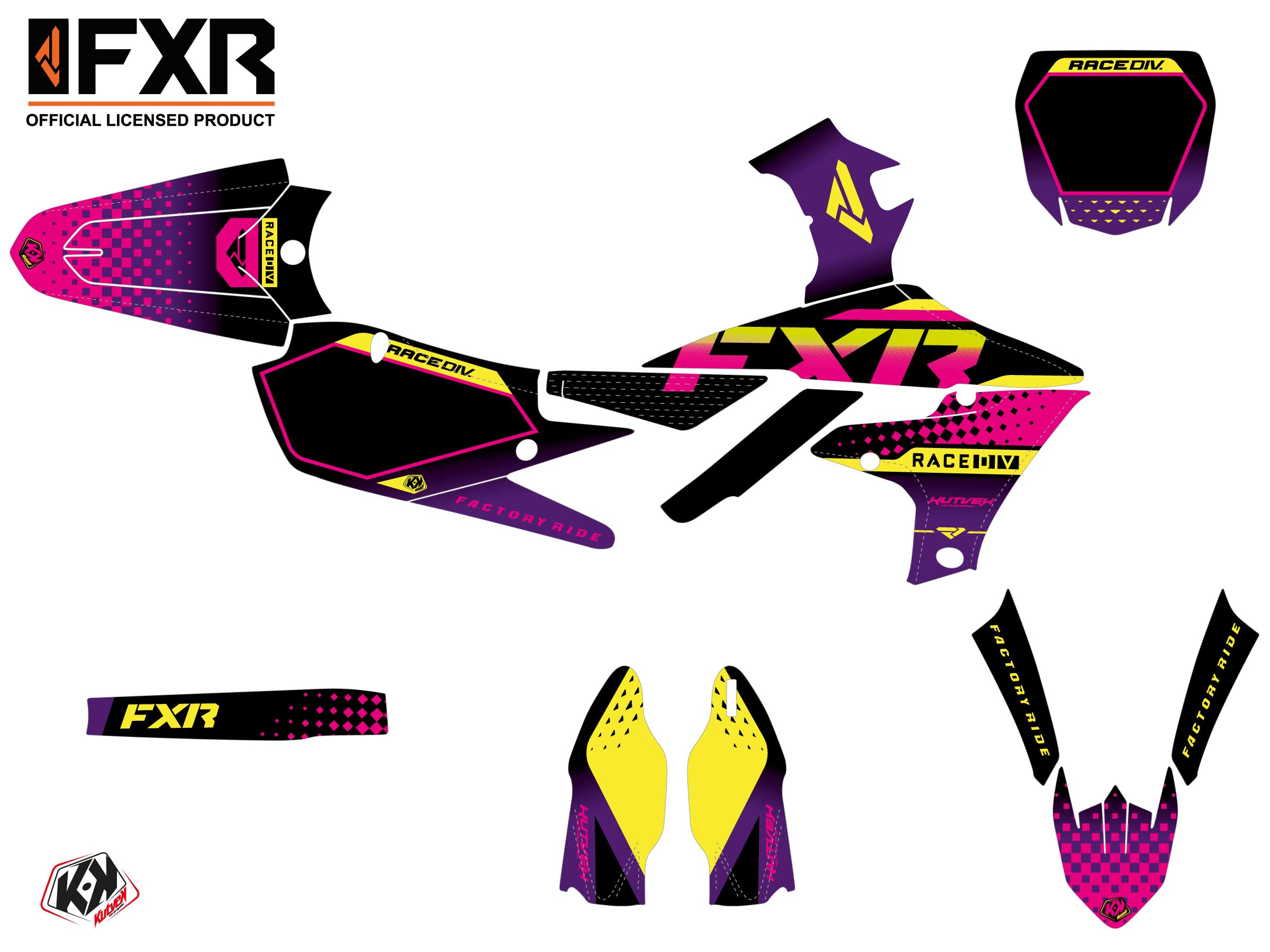 Kit Décoration Moto Cross FXR N3 Yamaha 450 YZF Noir KUTVEK - vue 2
