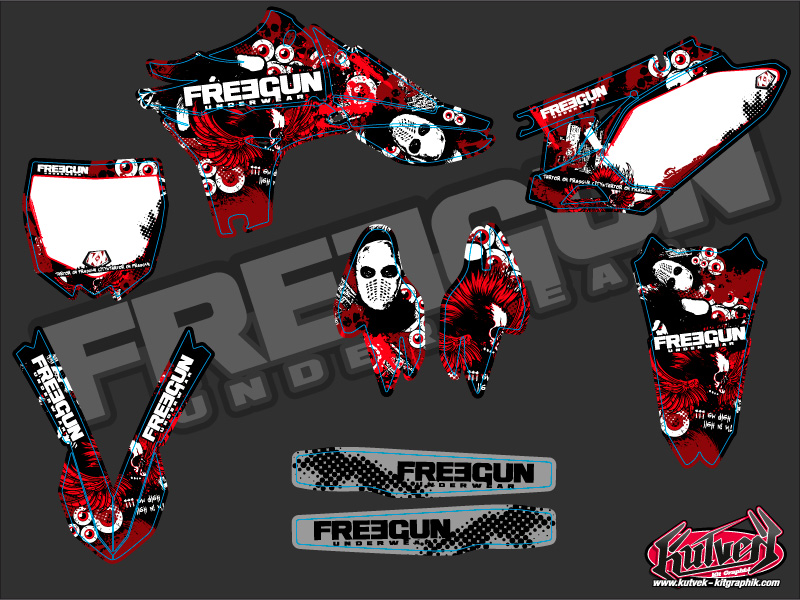 Kit Déco Moto Cross Freegun Yamaha 450 YZF Rouge KUTVEK - vue 2