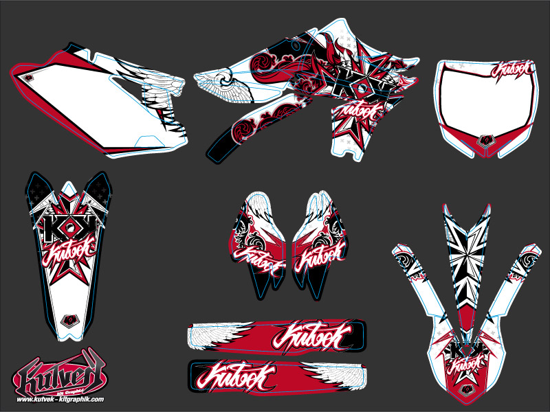 Kit de décoration Moto Cross Demon Yamaha 450 YZF Rouge KUTVEK - vue 2
