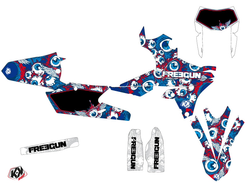 Kit Déco Moto Cross Freegun Eyed Yamaha 250 WRF Rouge - vue 2