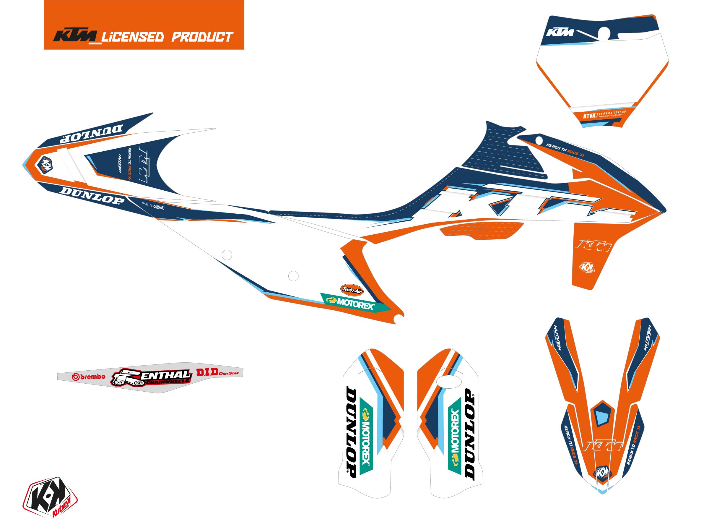 Kit déco Moto-Cross Origin-K22 KTM 450 SMR Bleu KUTVEK - vue 2