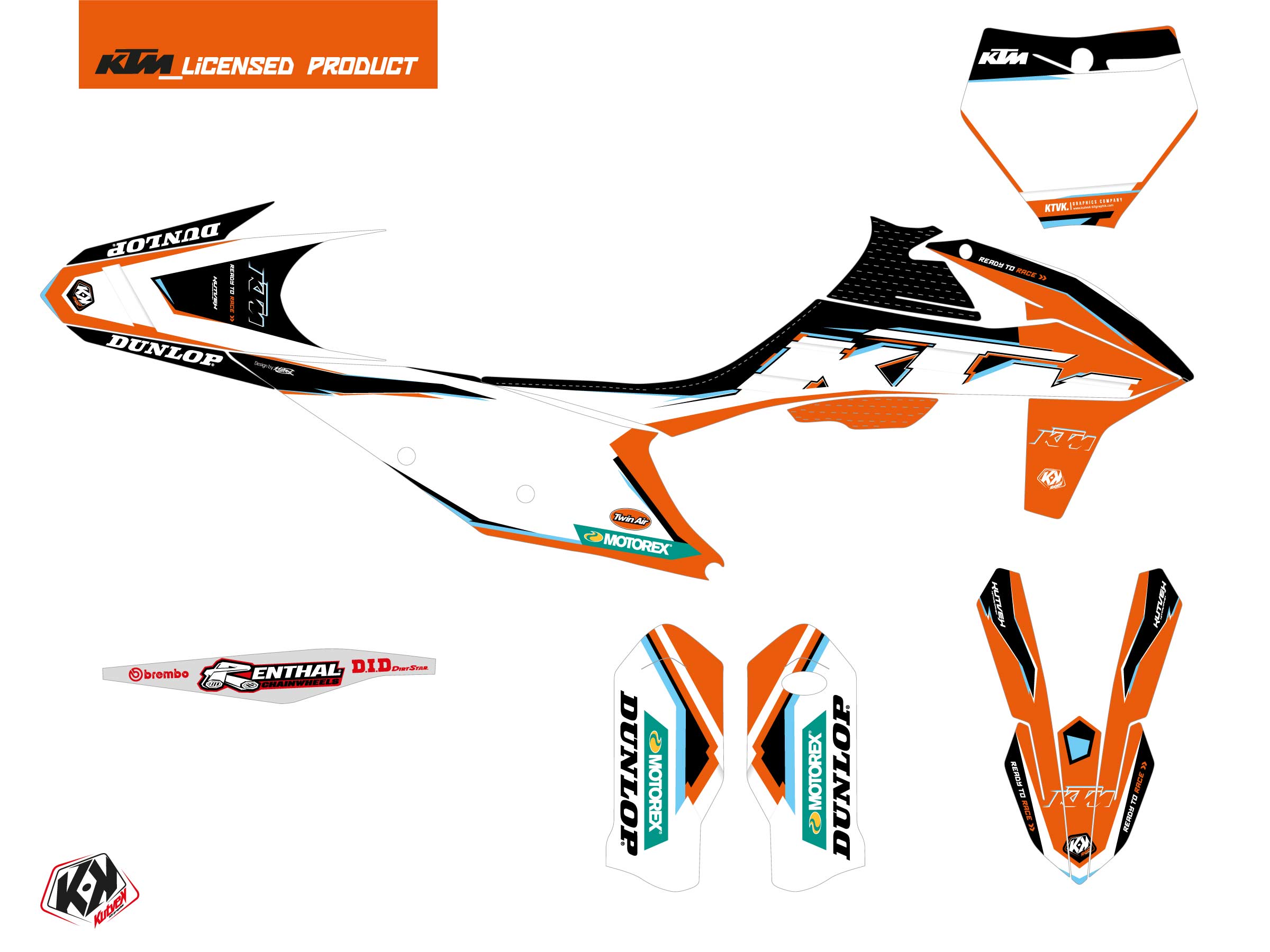 Kit décoration moto cross KUTVEK Origin-K22 KTM 450 SMR noir - vue 2