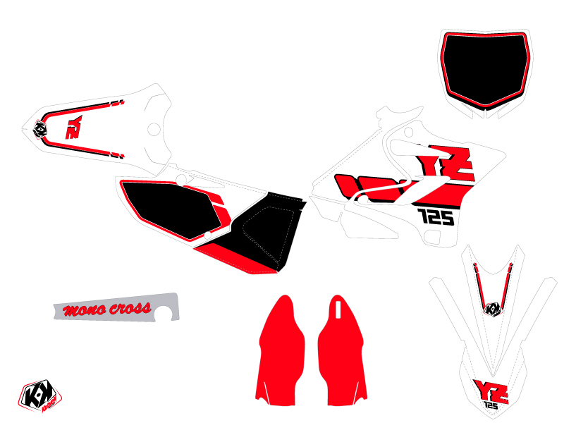 Kit Décoration Moto Cross Vintage Yamaha 125 YZ Rouge KUTVEK - vue 2