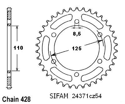 Couronne Sifam Beta 50 RK6 1994-1998 428 52 dents JTR4371