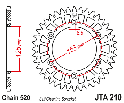 Couronne Alu Honda X Wing Ergal - Anti Boue Noire/Rouge - 520 - 48 Dents - Similaire JTA210 - vue 2