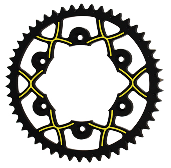 Couronne Alu Suzuki X Wing Ergal - Anti Boue Noire/Jaune - 520 - 52 Dents - Similaire JTA808