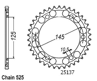 Couronne Tdm 850 1996-1998 - 525 - 42 Dents - Similaire JTR867
