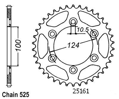 Couronne Sifam 525 - 43 dents pour Ducati 916 ST4 99 (JTR745)