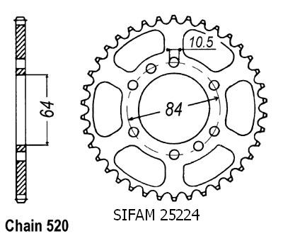 Couronne Quad Lt 250 R 1985 - 520 - 42 Dents - Similaire JTR1826
