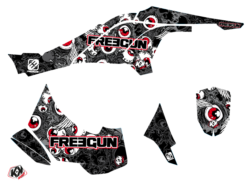 Kit décoratif Kutvek Freegun Eyed Can Am DS 450 gris rouge (2008-2015) - vue 2