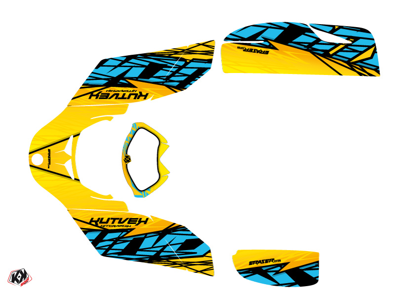 Kit déco quad Eraser Can-Am DS 650 jaune bleu (2001-2006) - vue 2