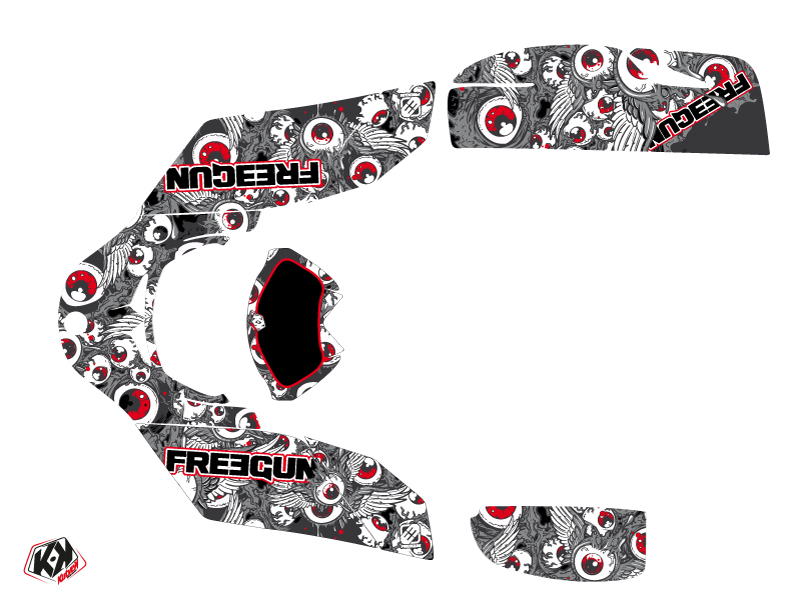 Kit Déco Quad Freegun Eyed Can Am DS 650 Gris Rouge (2001-2006) - vue 2