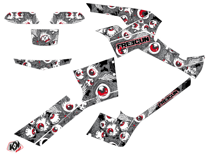 Kit décoration Quad KUTVEK Freegun Eyed Can-Am Outlander 500-650-800 XTP gris rouge 2010-2012 - vue 2