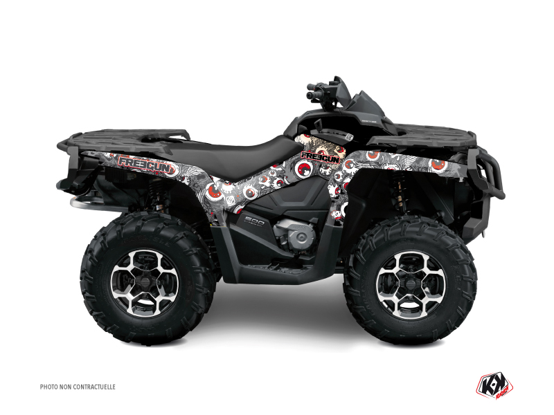 Kit Décoration Quad Freegun Eyed Can Am Outlander 400 MAX Gris Rouge 2004-2009