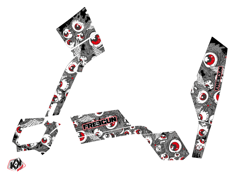 Kit Déco Quad Freegun Eyed Can-Am Outlander 400 MAX Gris Rouge (2010-2014) KUTVEK - vue 2